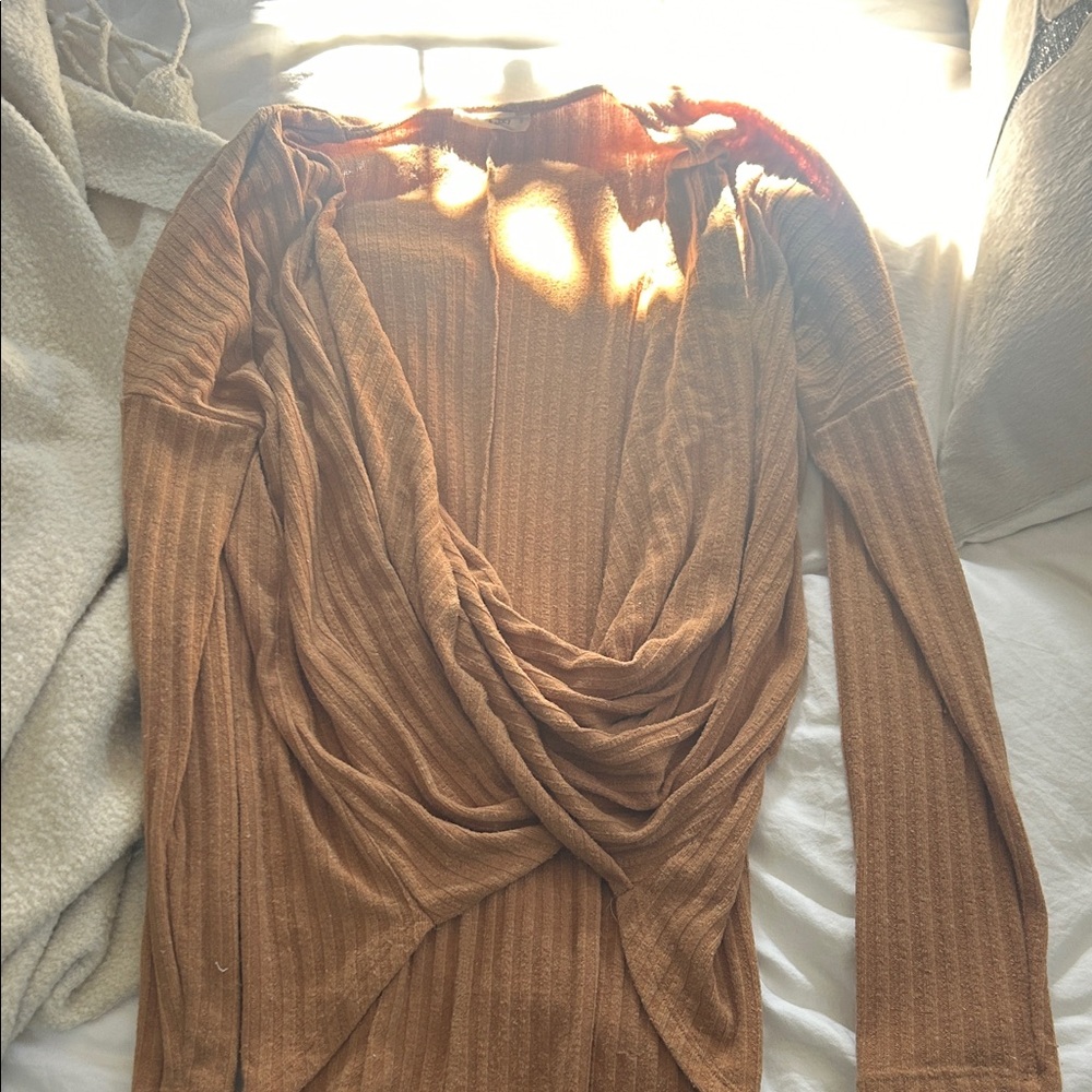 Rust Orange Drape Front Sweater - image 1